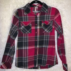 RVCA Pink/Black Women’s Flannel Size Small